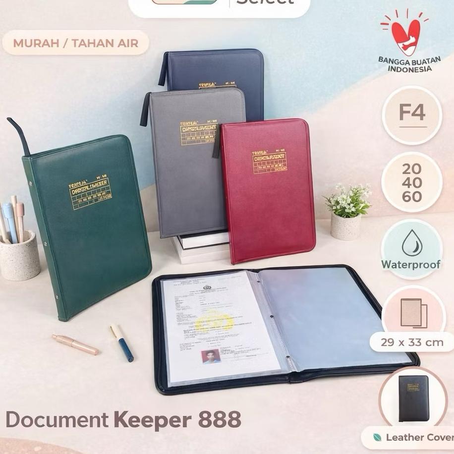 Topla Map Dokumen Keeper Resleting Anti Air Kulit / Map Document Keeper F4 (Folio)