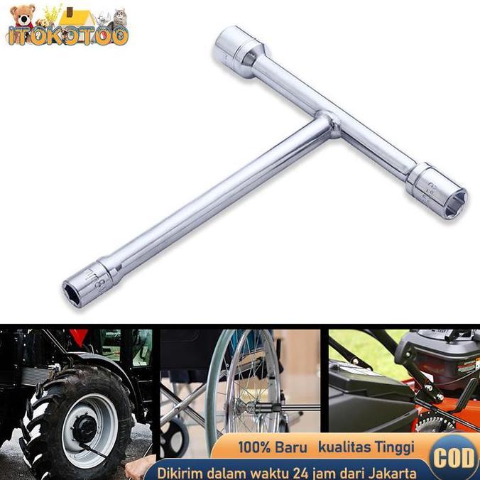 AQZEVUN Kunci T Mini Ukuran 8 10 12mm Kunci Sok T Putih Chrome Vanadium Cocok Mobil Motor