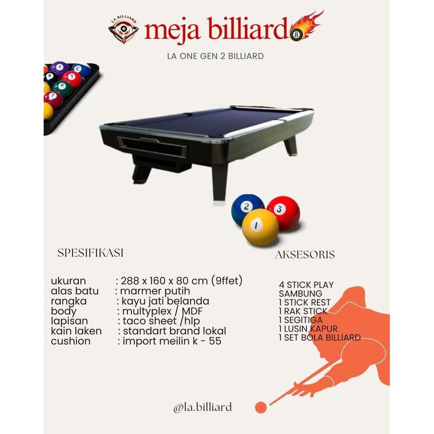Terlaris Meja Billiard La One Gen 2 9Ft Desain Elegan & Kualitas Premium Meja Billiard La One Gen 2 