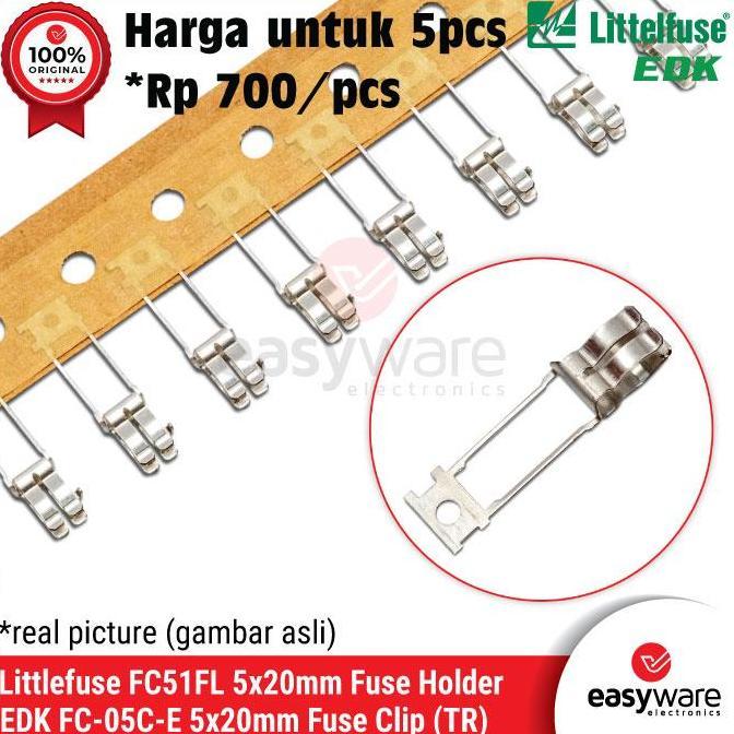 [5 PCS] LITTLEFUSE FC51FL 5X20MM FUSE HOLDER (TR) FUSE CLIP EDK FC-05C-E 5X20MM FUSE TAPE AND REEL E