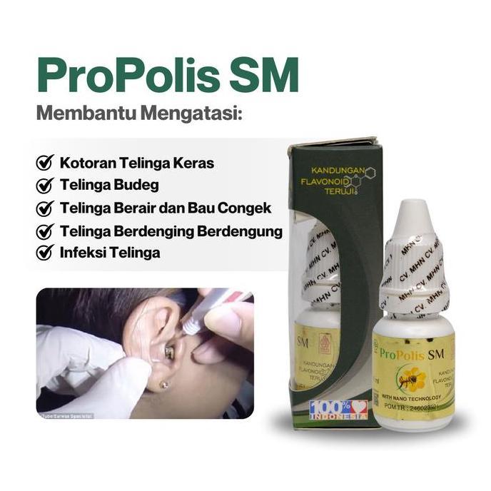 Propolis SM Tetes Telinga Anak & Dewasa, Pembersih Telinga Pelunak Kotoran Telinga Keras Isi 6ml Ear
