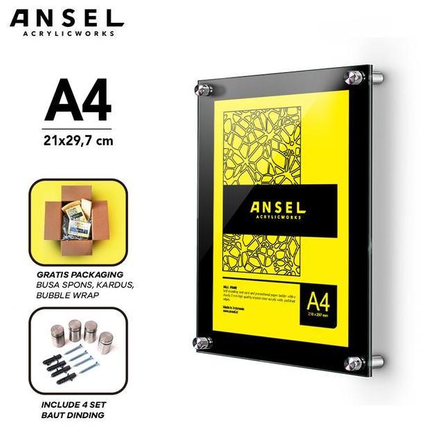 Acrylic Wall Frame Bingkai Foto Dinding Akrilik A4 Hitam 2 Mm