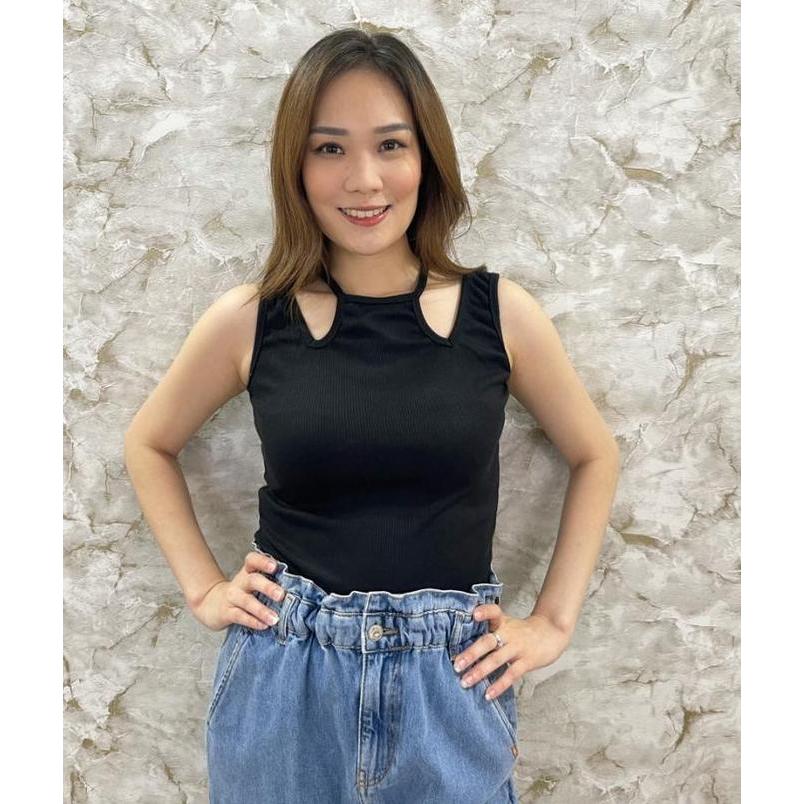 MODAVIE - JANICE TANKTOP Korea Crop Tanktop V-Neck Wanita Tank Top Korean Style Melar Rib Atasan Kam