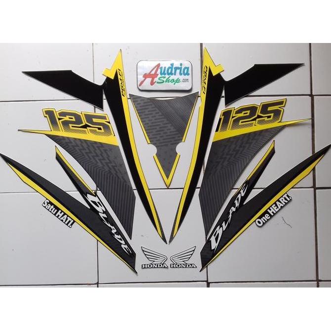 Striping Stiker Motor Honda Blade 125 FI 2016 Silver-Kuning