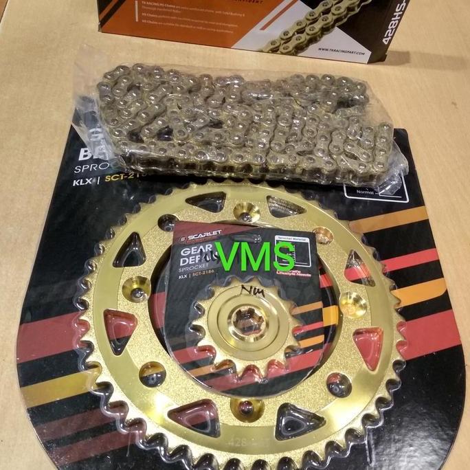 gir KLX dtraker 150 gir set klx scarlet gold rantai tk gir klx gold