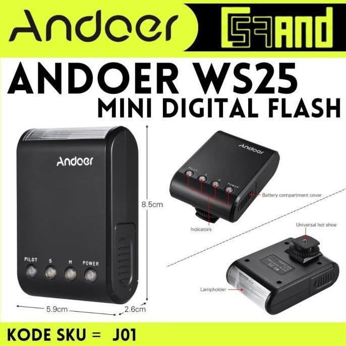 TERBARU - Andoer WS25 Lampu Flash Kamera Digital Camera Video Light Smartphone