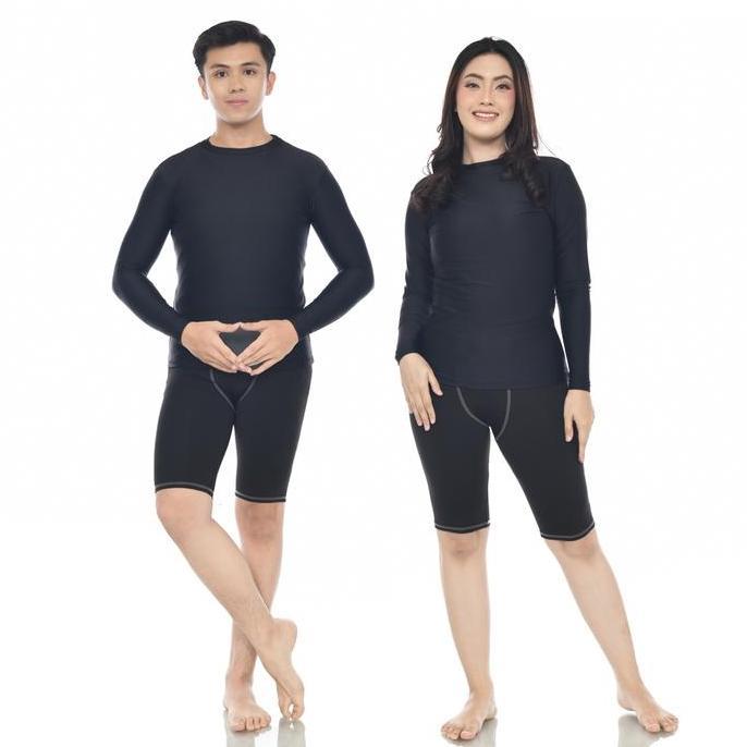 TERBAIK baju renang / manset olahraga / Baju Manset  Panjang Hitam Pria Wanita