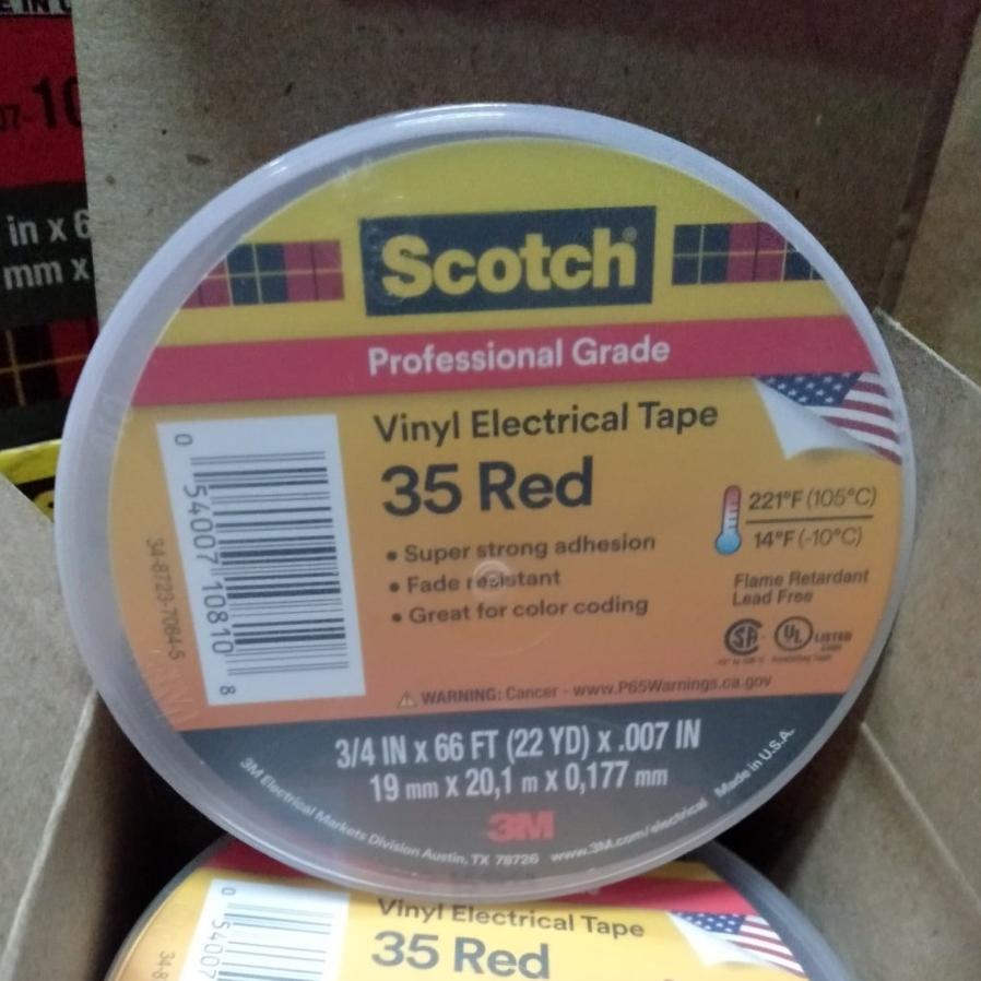Original 3M Isolasi Scotch 35 Vinyl Electrical Tape Merah / Red