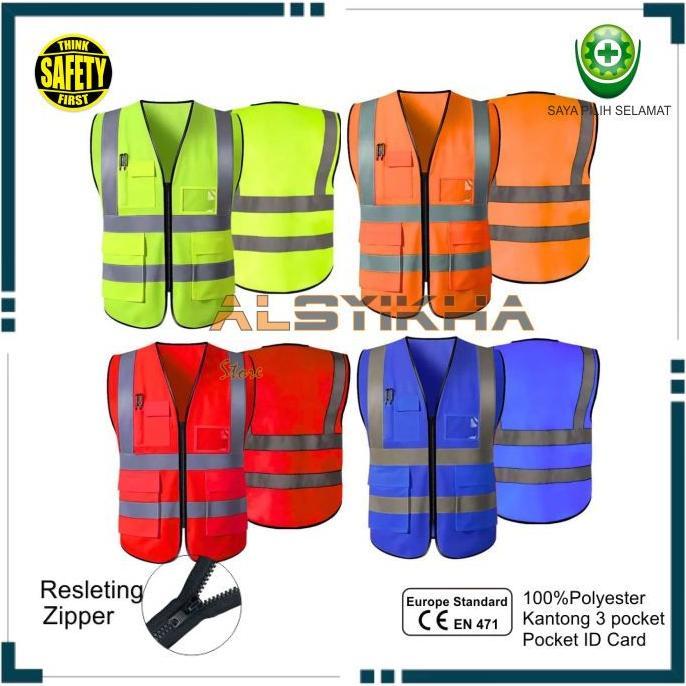 big promo rompi safety proyek kantong resleting rompi safety proyek id holder rompi reflektif