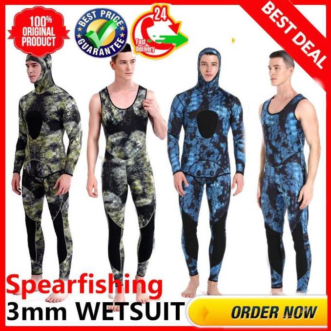 TERMURAH - Wetsuit Scuba Diving Spearfishing Camouflage 3mm - 3 in 1 Style WS12 dengan 2 Layer Neopr