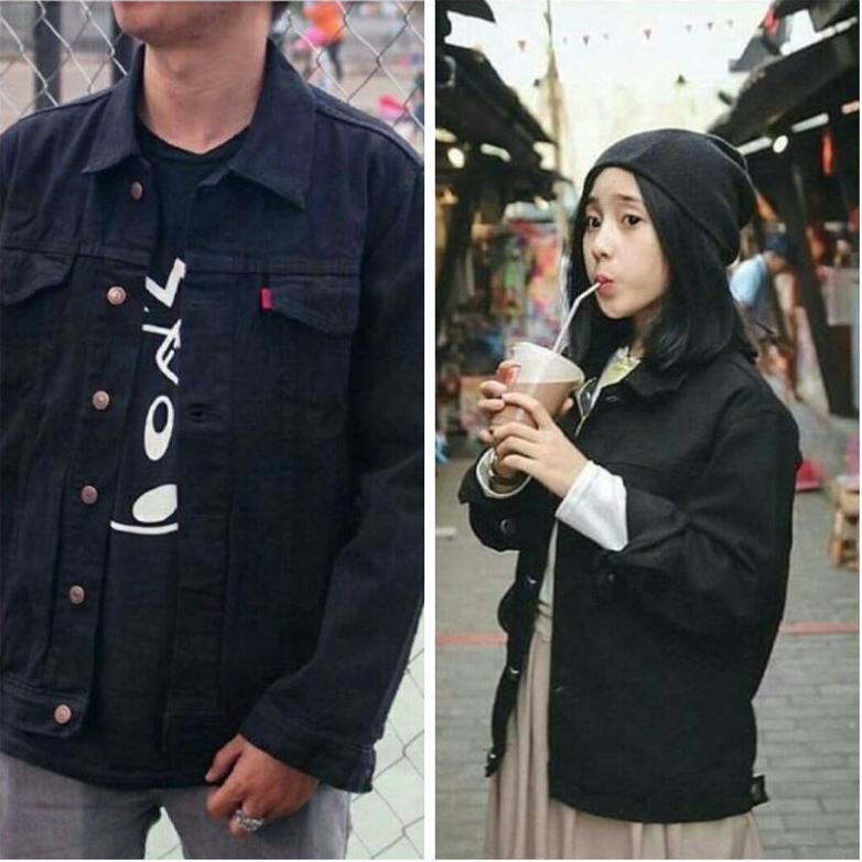 BIG PROMO Jaket jeans pria cowok hitam / black