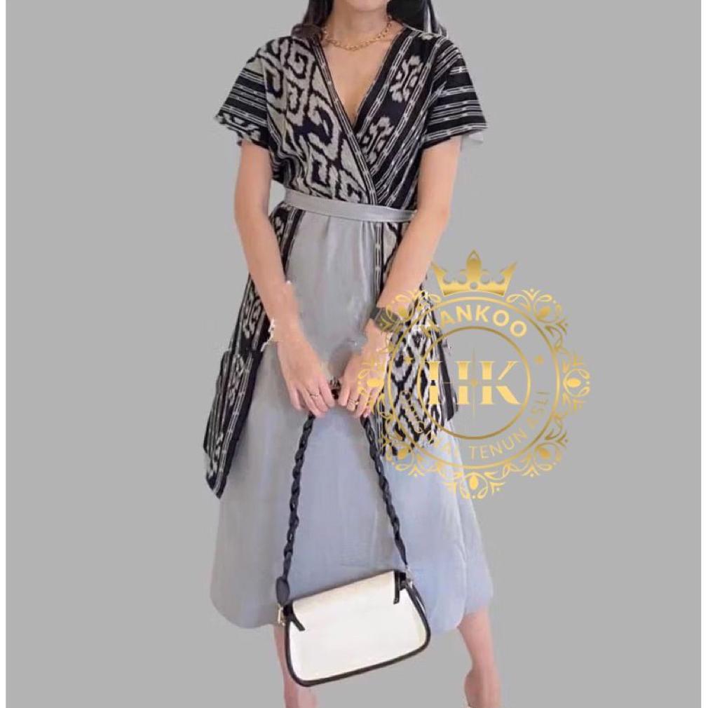 READY STOCK - Dress naomi tenun - dress tenun wanita - dress etnik - dress tenun - naomi midi dress 