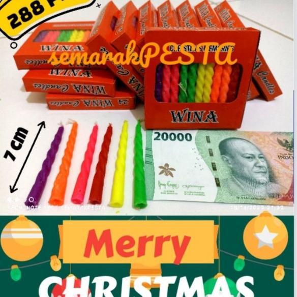 (1 Box=288Pcs)Lilin Natal/Lilin Natal Kecil/Lilin Ulir Natal/Lilin Christmas/Lilin Ibadah Natal