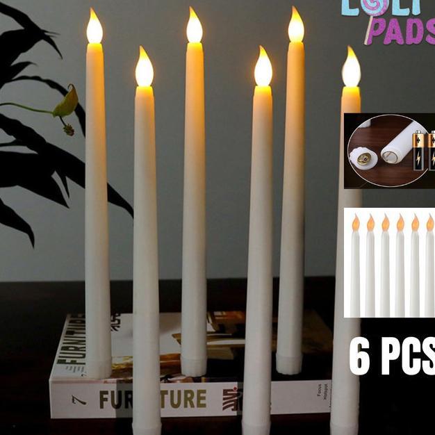 6Pcs Lilin Led - Lilin Panjang Lampu Elektrik Lilin - Lilin Lampu