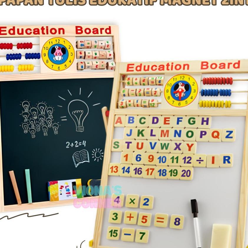 Papan Tulis Anak White Board Hitam Putih Magnet Mini Kecil Portable Spidol Penghapus Bisa Dihapus