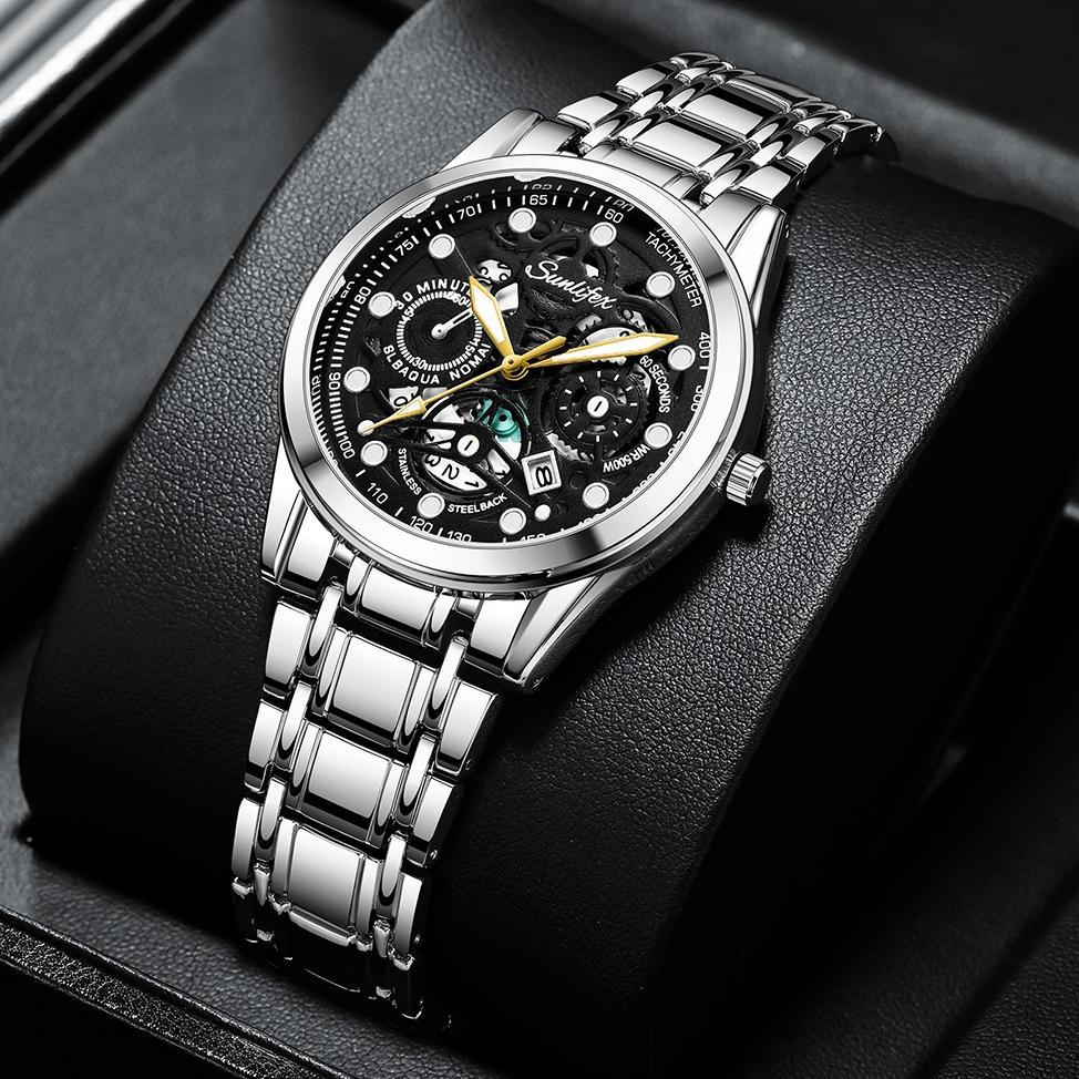 TERBARU Sunlifex Jam Tangan Pria  9001 Original Display Kuarsa Anti Air Tali Stainless Steel Santai 