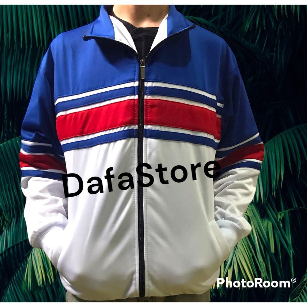 CUCI GUDANG Jaket Tracktop Biru Putih List Merah S-XXXL