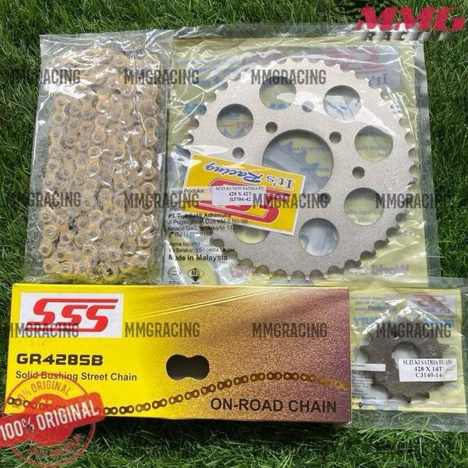 Murah Original Gear Sss Set 428 + Rantai Sss 428 Sb Untuk Motor Satria Fu Lama, Satria Fu Baru,Satri