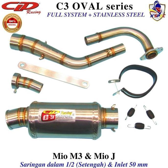 Knalpot CLD Racing type C3 OVAL seri MIO M3 & MIO J Fullsystem
