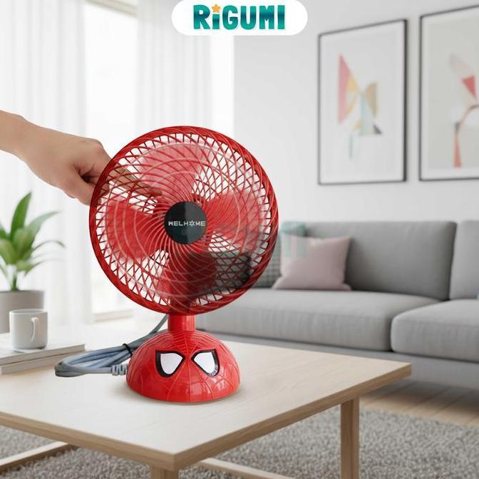 BOUNCEZZ - WELHOME KIPAS ANGIN MEJA 2 IN 1 KARAKTER HELLO KITTY DORAEMON SPIDERMAN WALL FAN WH-601D 