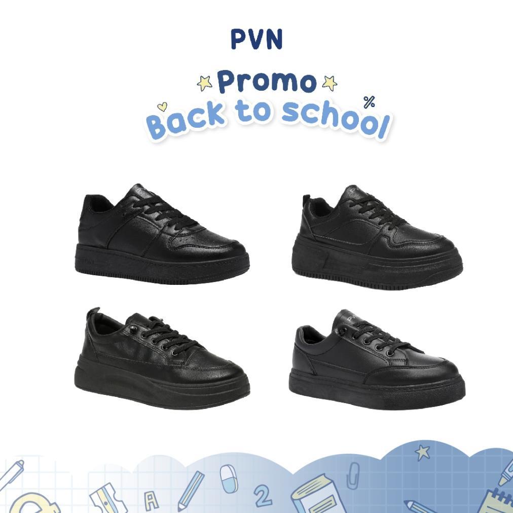 100% AMAN PVN Heejin Sepatu Sekolah Hitam Sneakers Wanita Sport Shoes Black 332