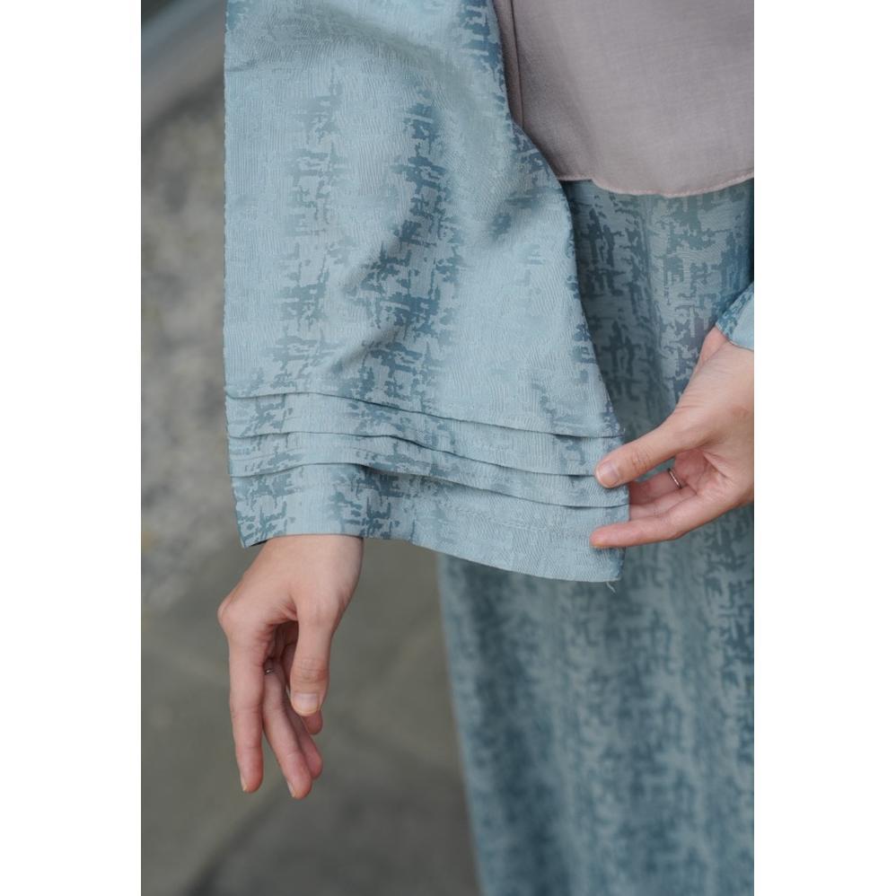 Terbaru Nawal Abaya By Sabrina - Gamis Bahan Jaguar Viscose Motif Warna Soft Blue Mocca Hitam