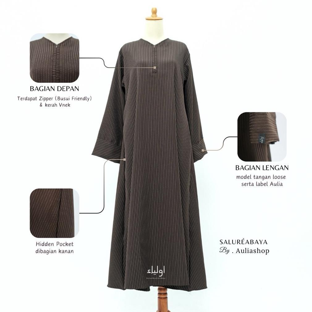 Promo Auliashop - Salur Abaya | Abaya Stripe Semiwool | Abaya Muslim Motif Salur Elegant