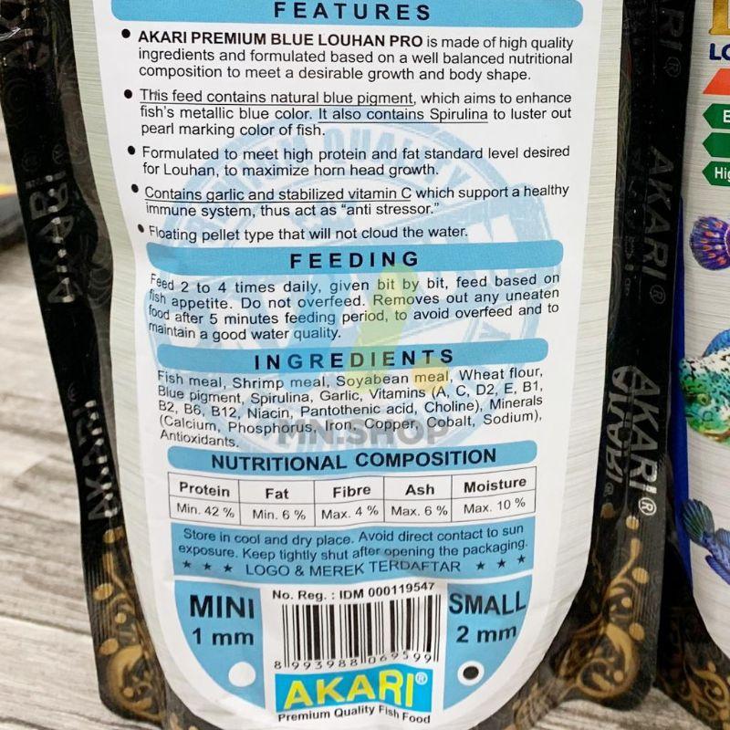 Pelet Akari Premium Blue Louhan Pro 250Gr Louhan-Channa-Predator