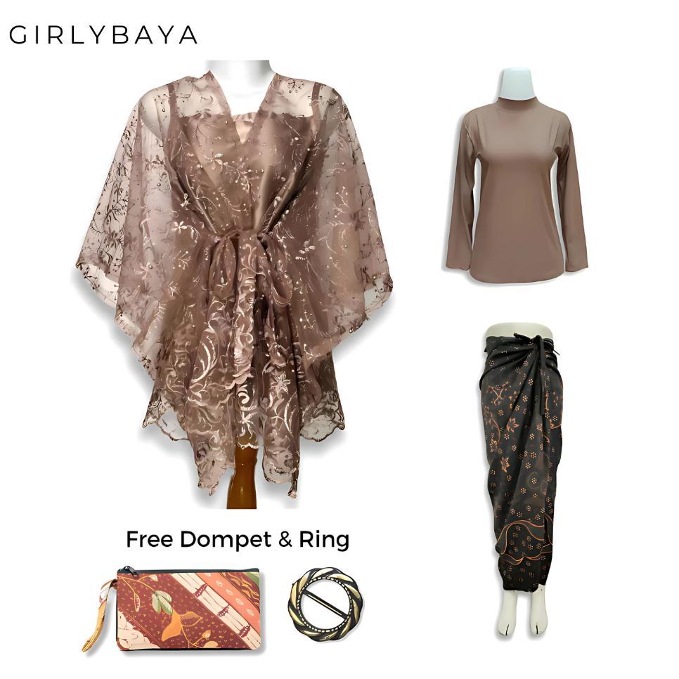 Girlybaya Baju Kondangan Wanita Kekinian Remaja Hijab Non Hijab One Set Kebaya Modern Brokat Wisuda 