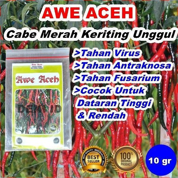 Benih Cabe Awe Aceh Bibit CMK Cabai Merah Keriting 10 Gram