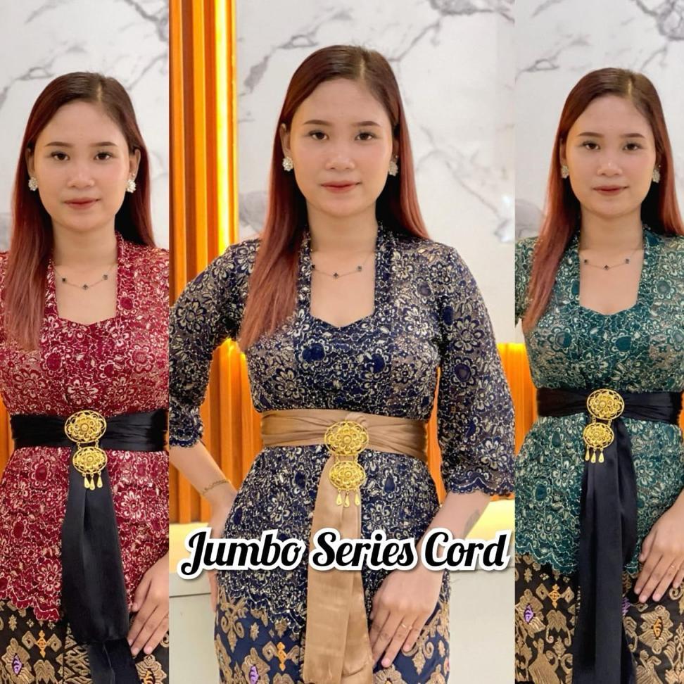 (Kebaya  Saja) Size Jumbo Brokat Cord Lengan Lonceng/Atasan Brokat Kebaya Bali/Terbaru Kebaya Wisuda