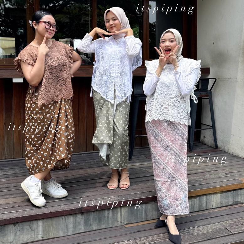 BEST SALE ITSPIPING - Terikat Rok Lilit Batik Floral - kain lilit lembaran ada tali - (rok lilit saj