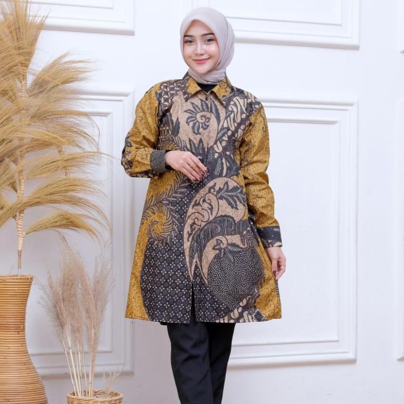 TERMURAH Baju Batik Wanita Tunik Batik Lengan Panjang Baju Batik Untuk Kerja/Kantor/Sekolah/Kuliah/S