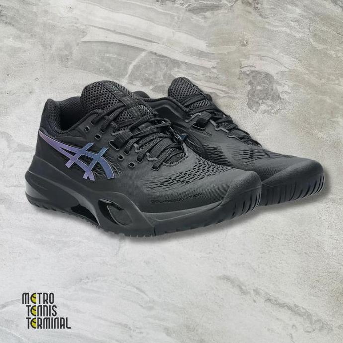 Asics Gel Resolution X Night Energy Women Black / Prism Blue ( Sepatu Tenis Wanita Asics )