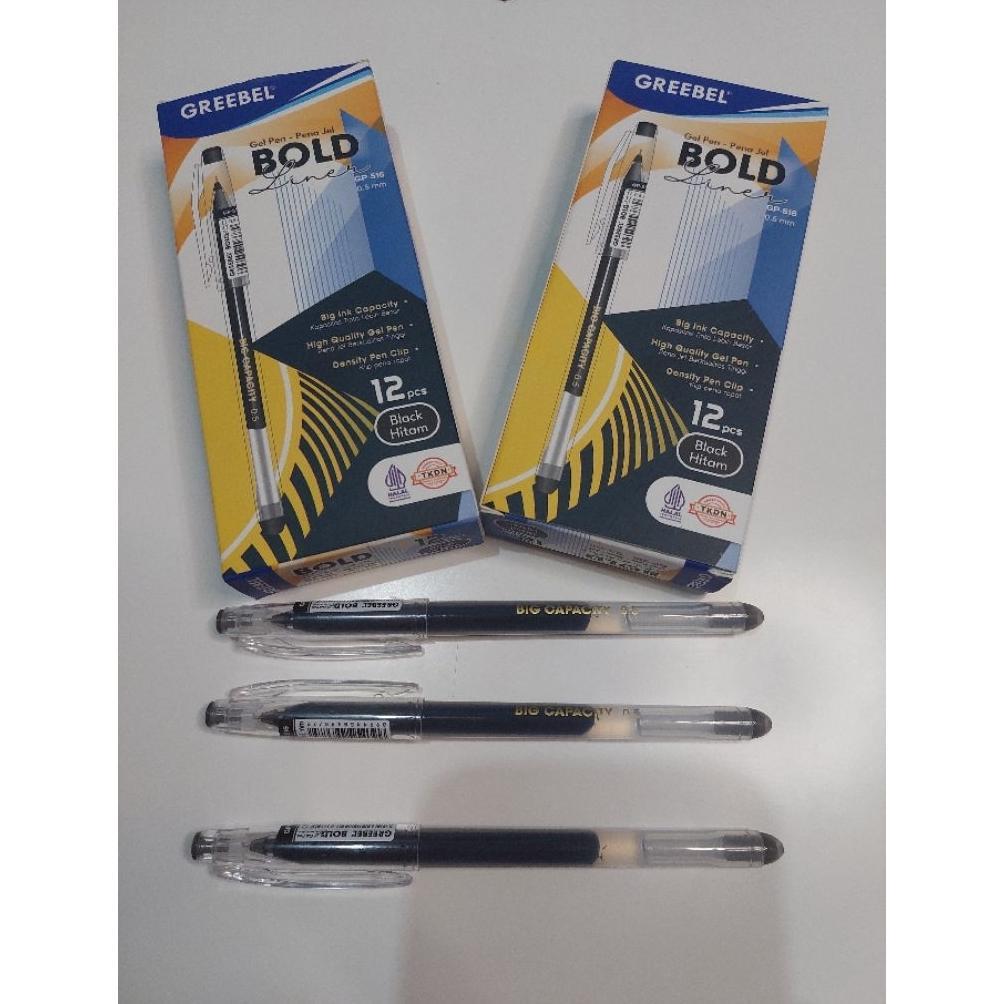 PULPEN GREEBEL BOLD GP-516 0,5MM TINTA HITAM (1PACK/12PCS)