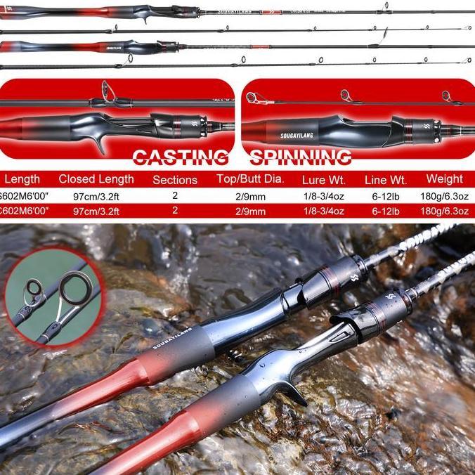 Promo Sougayilang Joran Pancing Karbon Fiber Portable Stik Pancing Tongkat 2 Bagian 1.8M Berat 6-12L