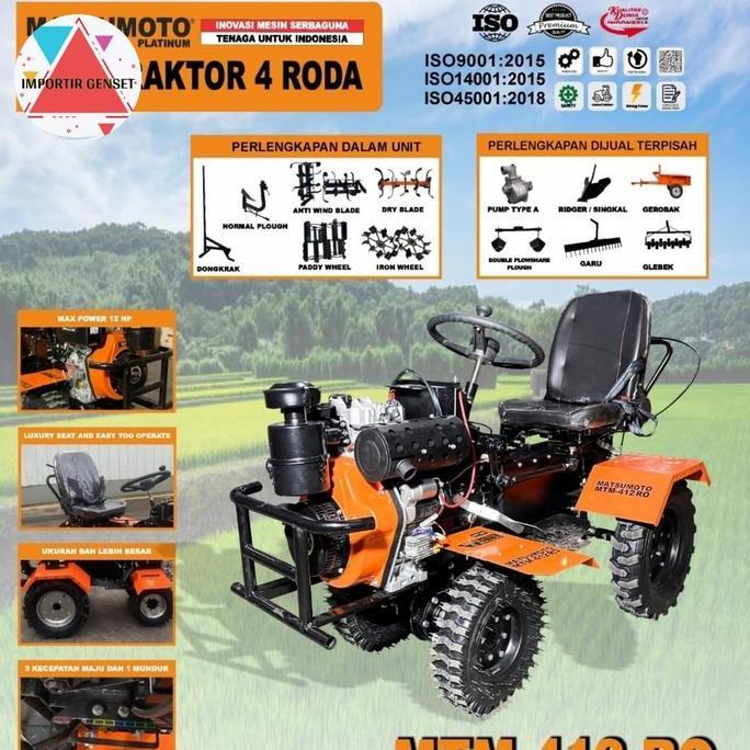 Traktor Mini Bajak Sawah Diesel Roda 4 Matsumoto Elektrik Stater Mtm-412 Pro