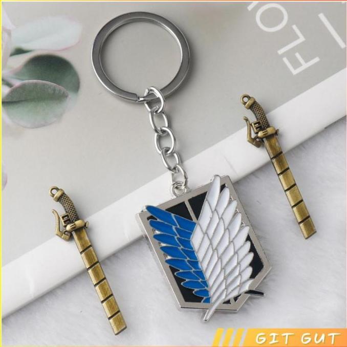 Keychain Gantungan Kunci Attack on TItan Logo Symbol Detachable Sword