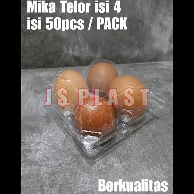 2Nd- (Isi 50Pcs) Mika Tray Telur Isi 4 Slot / Packingan Telur - Mika Telur Isi 4