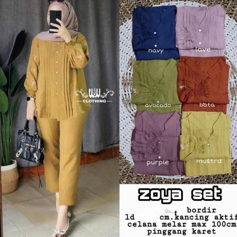 murah zoya ld 110 & xxl ld 130 jumbo one set bordir cringkel airflow / setelan bordir
