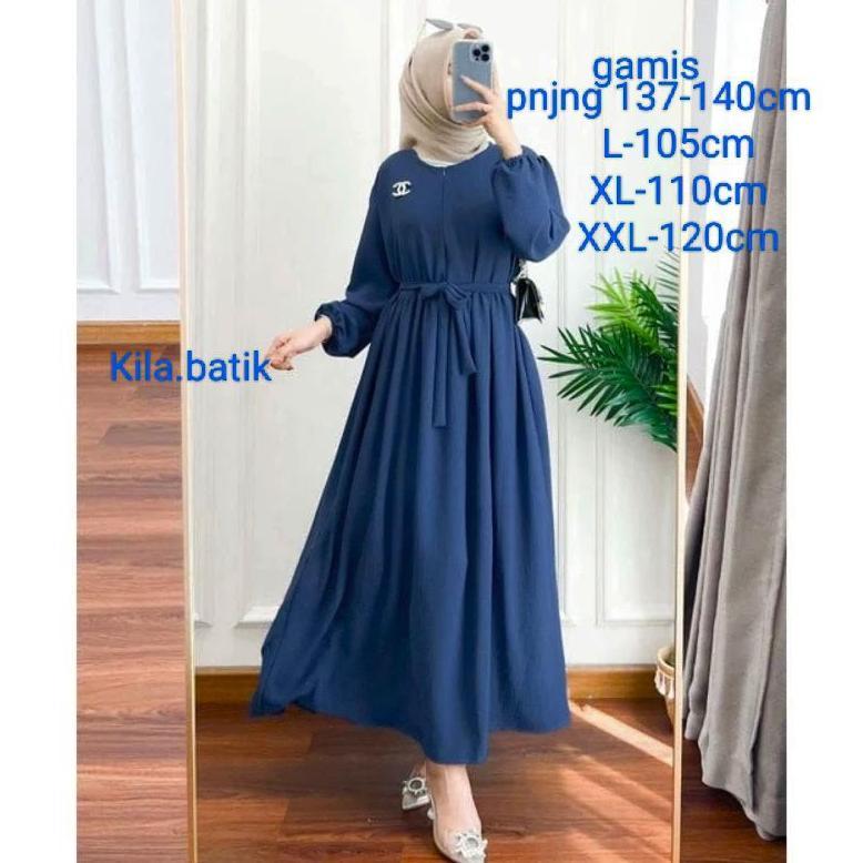 Bagus Gamis Crinkle, Free Bros,Airflow Size.(L-,Xl,-Xxl.),Pb-137-140Cm.//Gamis Bahan Crinkle Airflow