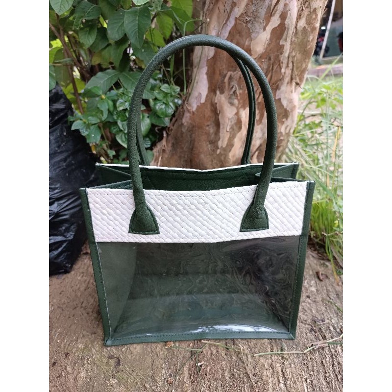 Tas Mika Anyaman Hampers Toples / Souvenir Bingkisan Wedding Bridesmaid / Parcel Idulfitri Putih-Jot