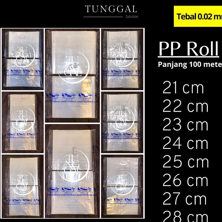 Plastik Pp Roll Cap Jet - Panjang 100 Meter, Tebal 0.02 Mm. Plastik Transparan Bening; Plastik Roll 