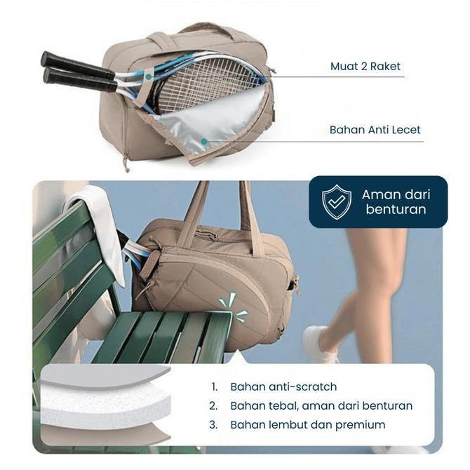 CAVANO FLEUR Tas Padel Stylish Sports for Women Tennis Tote Bag Perempuan Puffy Raket Cover Korean S