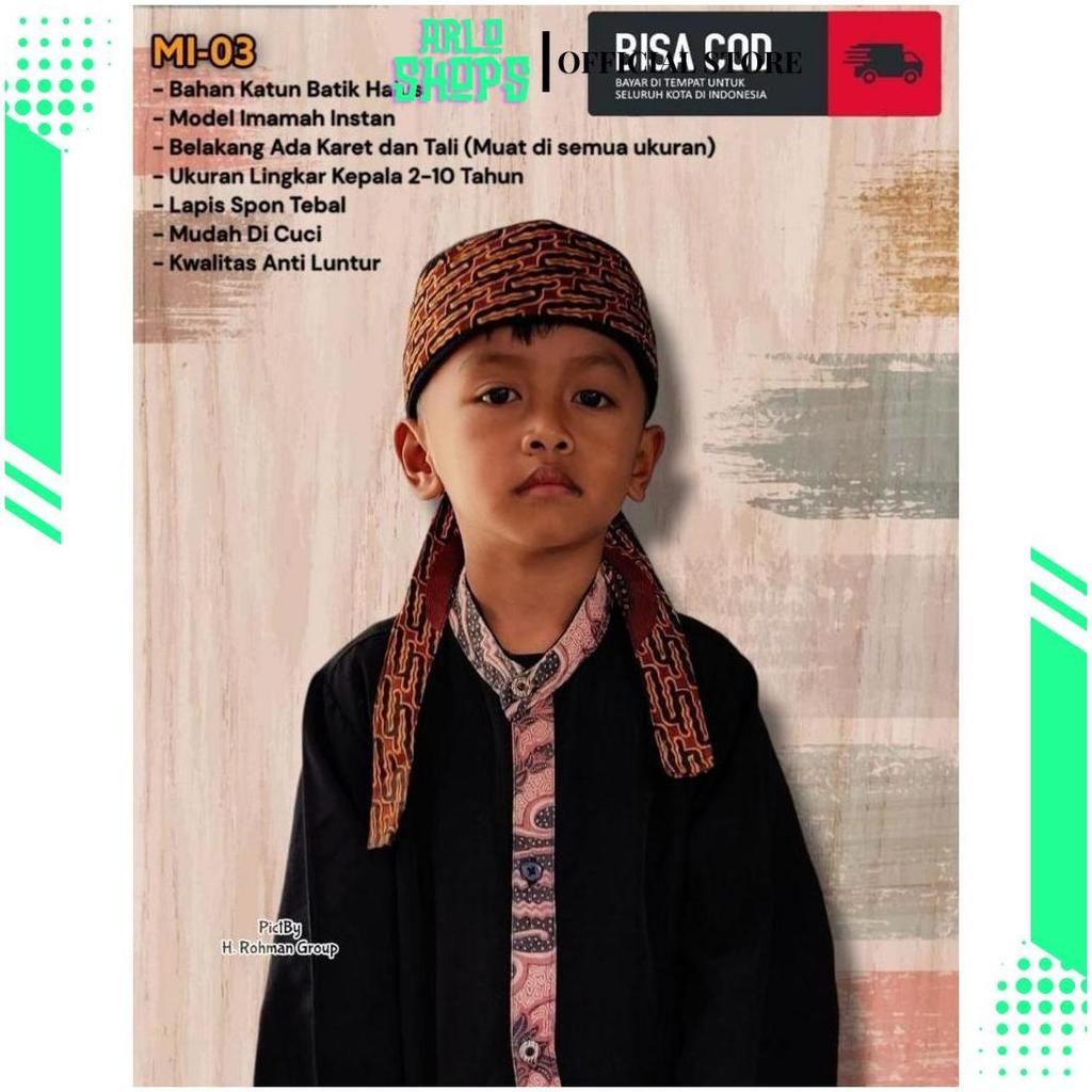 SIZE ANAK Peci Imamah Batik Siap Pakai | Blangkon Batik Model Imamah | Imamah Anak-anak SP Promo Pun