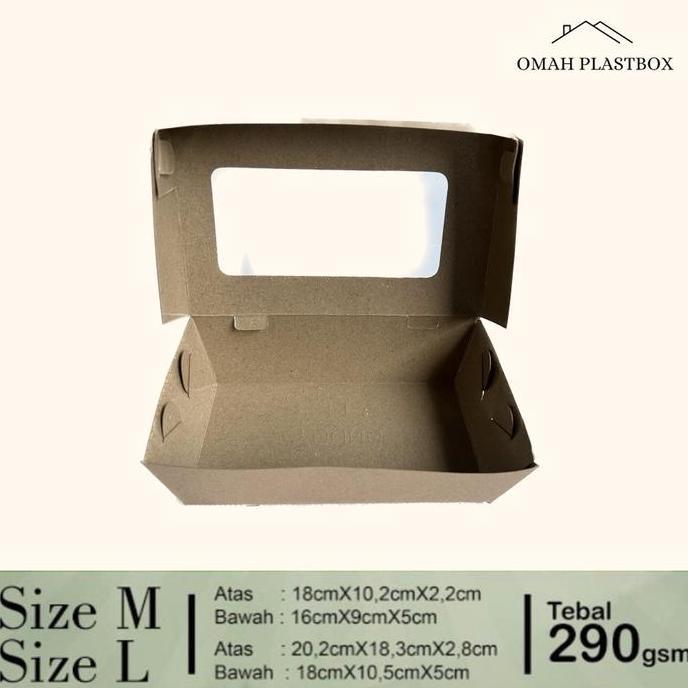 Dispo- Lunch Box/Paper Box Kraft Window Laminasi Ukuran M Dan L 50 Pcs