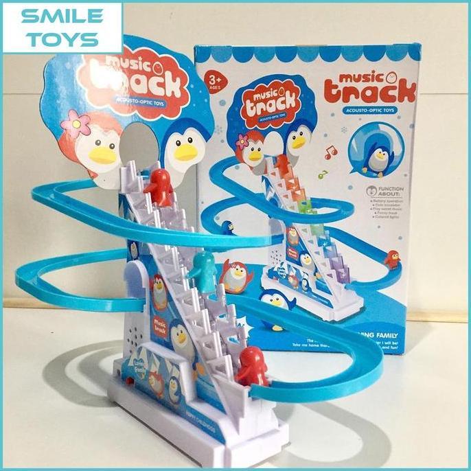 MAINAN ANAK MUSIC TRACK PENGUIN BALAPAN SELUNCUR TANGGA SLIDE PENGUIN Musikal