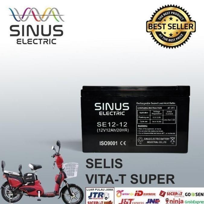 Aki Sepeda Listrik Vita-T 12V 12Ah Aki Vrla Sinus 12-14 Harga Khusus