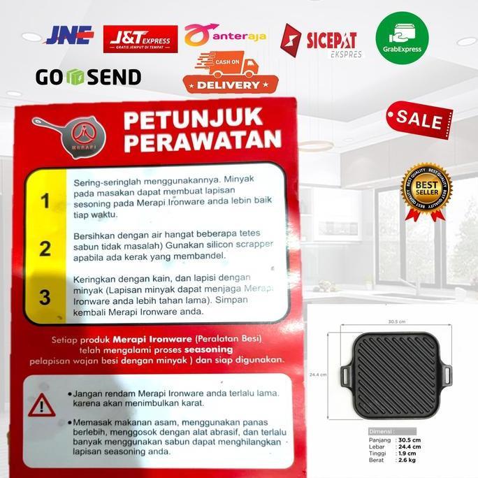luckynopicky Giza Grill pan/ wajan panggangan cast iron / grill pan BBQ Diskon