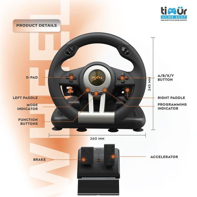 PXN V3 Pro Steering Wheel Racing Stir Setir PS3 PS4 PC Switch